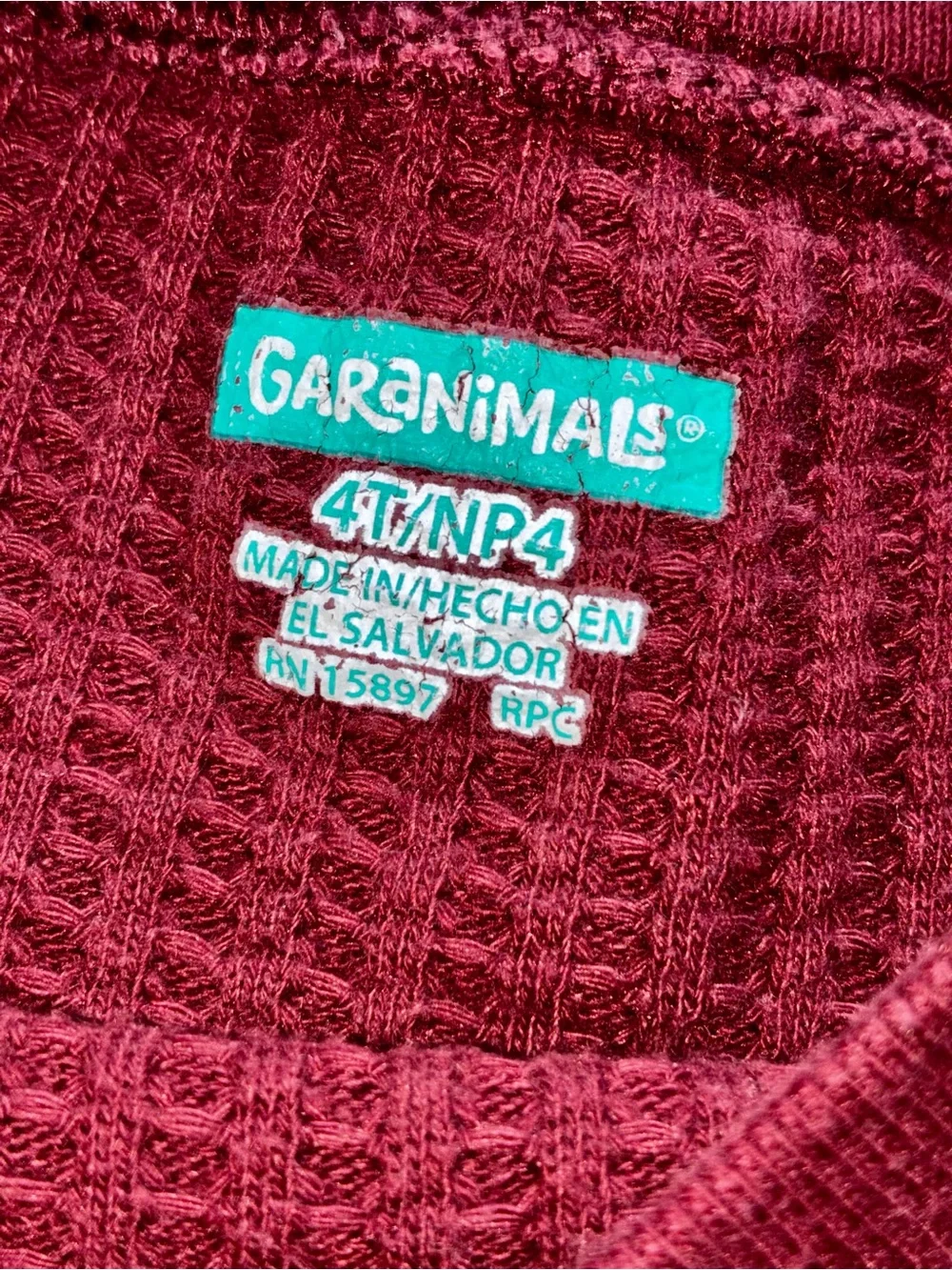 Garanimals Red Waffle-Knit Long-Sleeve Top